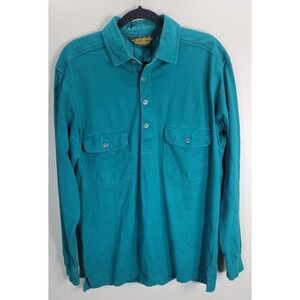 Eddie Bauer Teal Cotton Long Sleeve Button Front Shirt Mens Medium